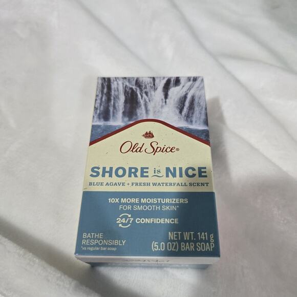3 Old Spice Premium Bar Soap SHORE IS NICE Blue Agave+Fresh Waterfall Scent 5 OZ - Picture 2 of 3